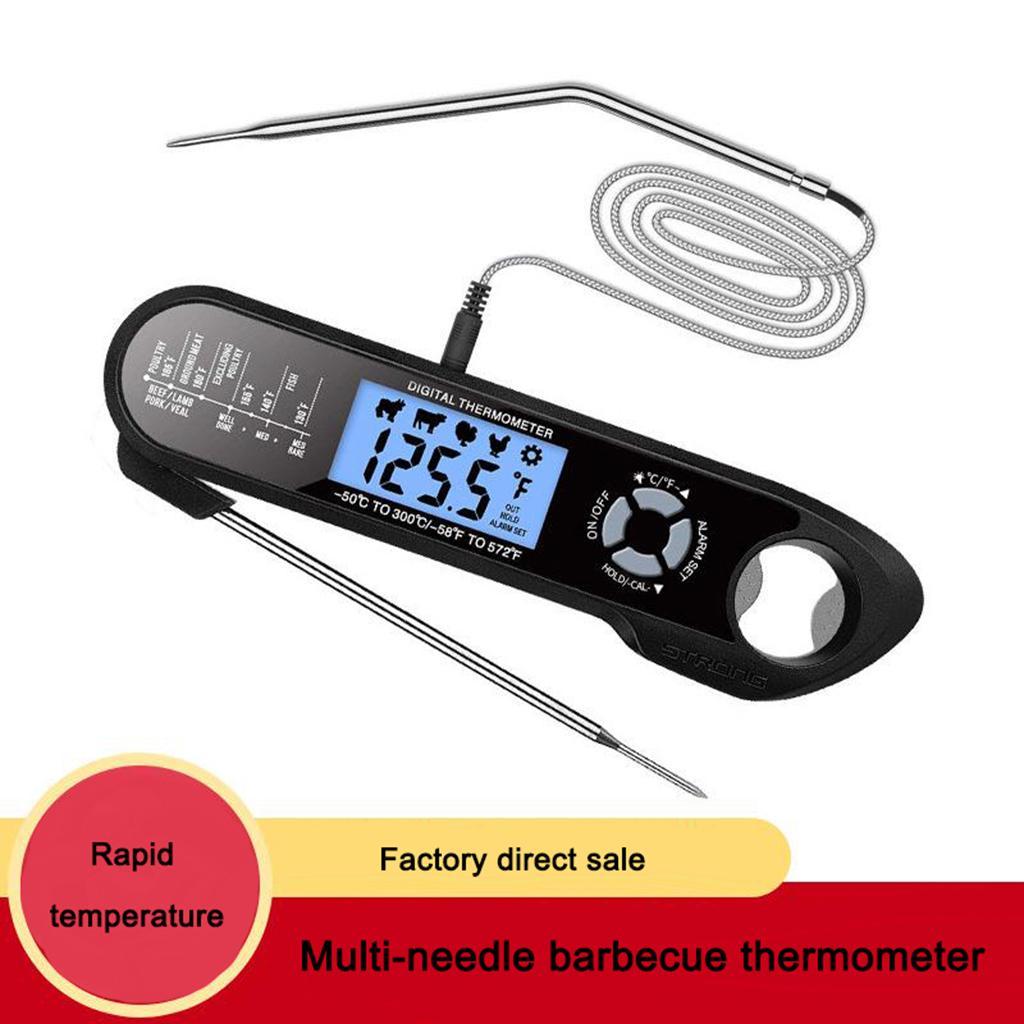 Thermometer Instant Read Thermometer with Foldable 2 Probes BBQ