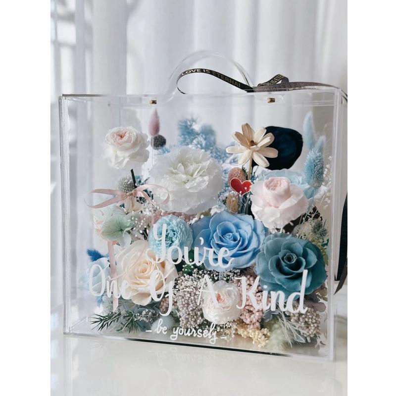 Acrylic Hộp đựng hoa bằng Mica trong suốt - Hộp vali mica - Hộp đựng quà bằng mica trong suốt, vali hoa