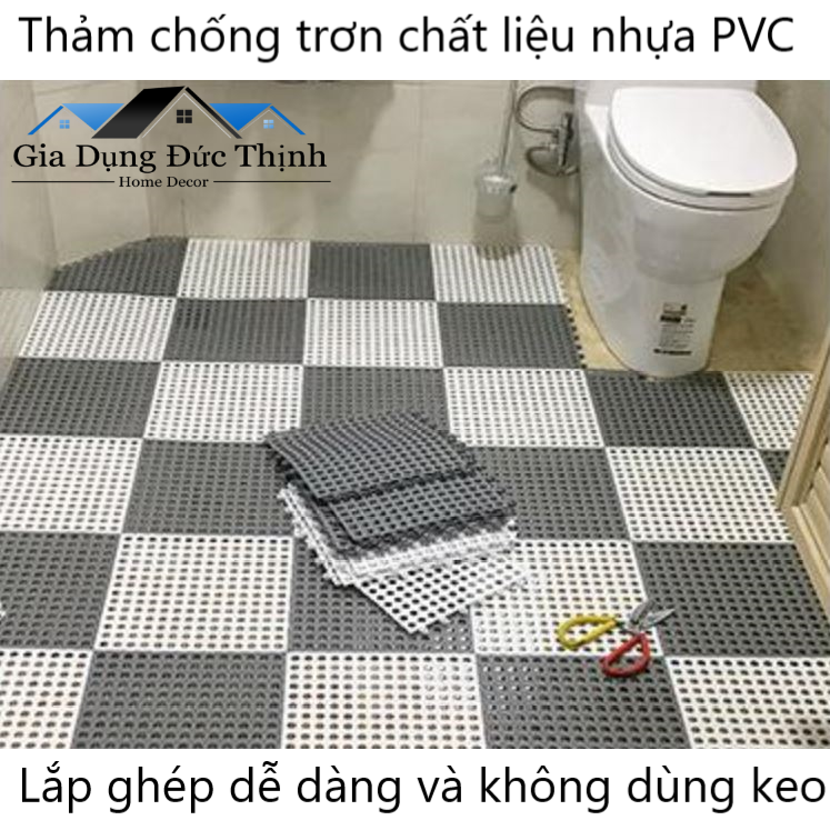 Thảm ghép chống trơn cho nhà tắm, nhà vệ sinh, nhà bếp và các khu vực ẩm ướt và trơn trượt.( 30x30cm một tấm)