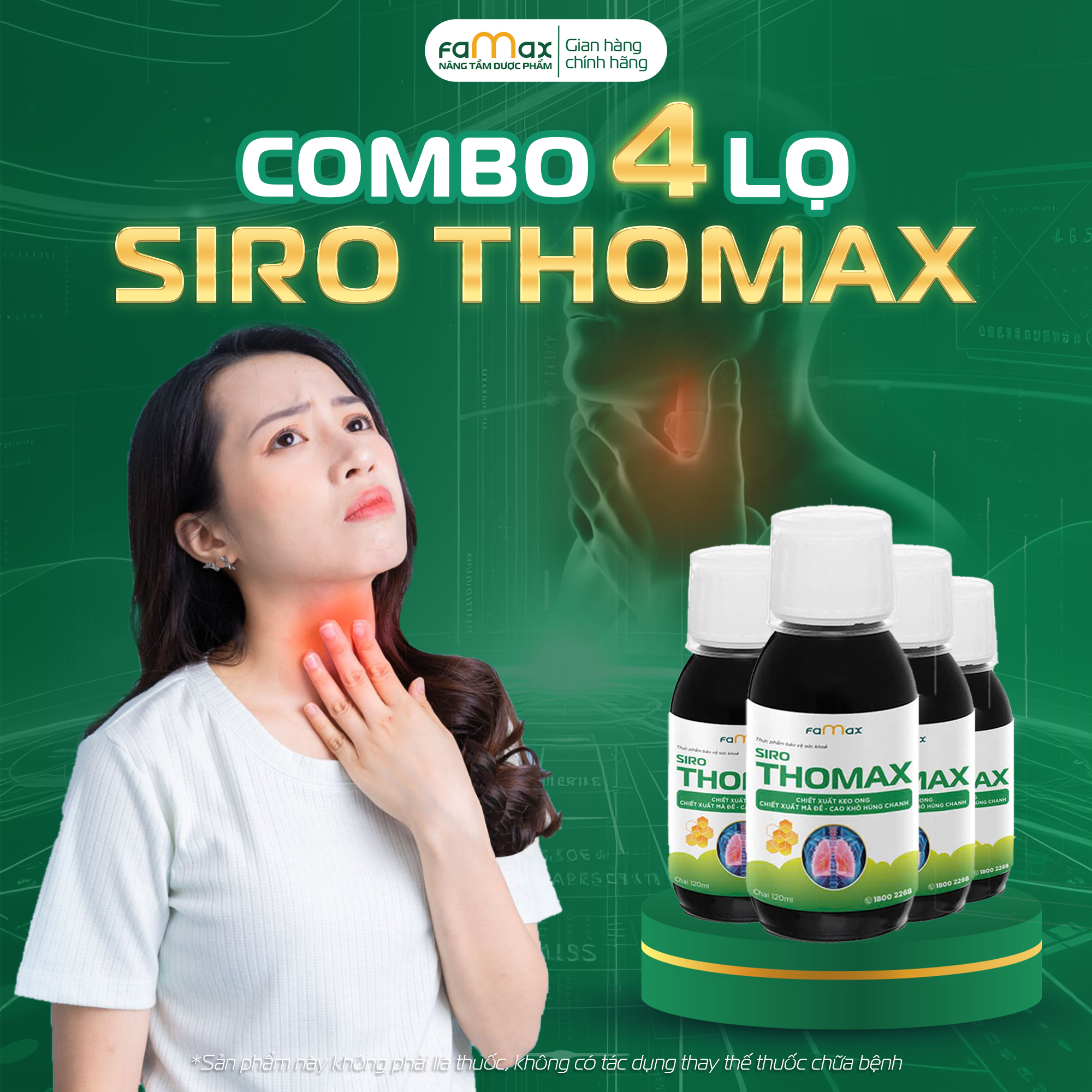 [FAMAX] Siro Thomax 120ml giảm ho, giảm đờm, bổ phế, đau rát họng, khản tiếng do viêm họng, viêm phế quản