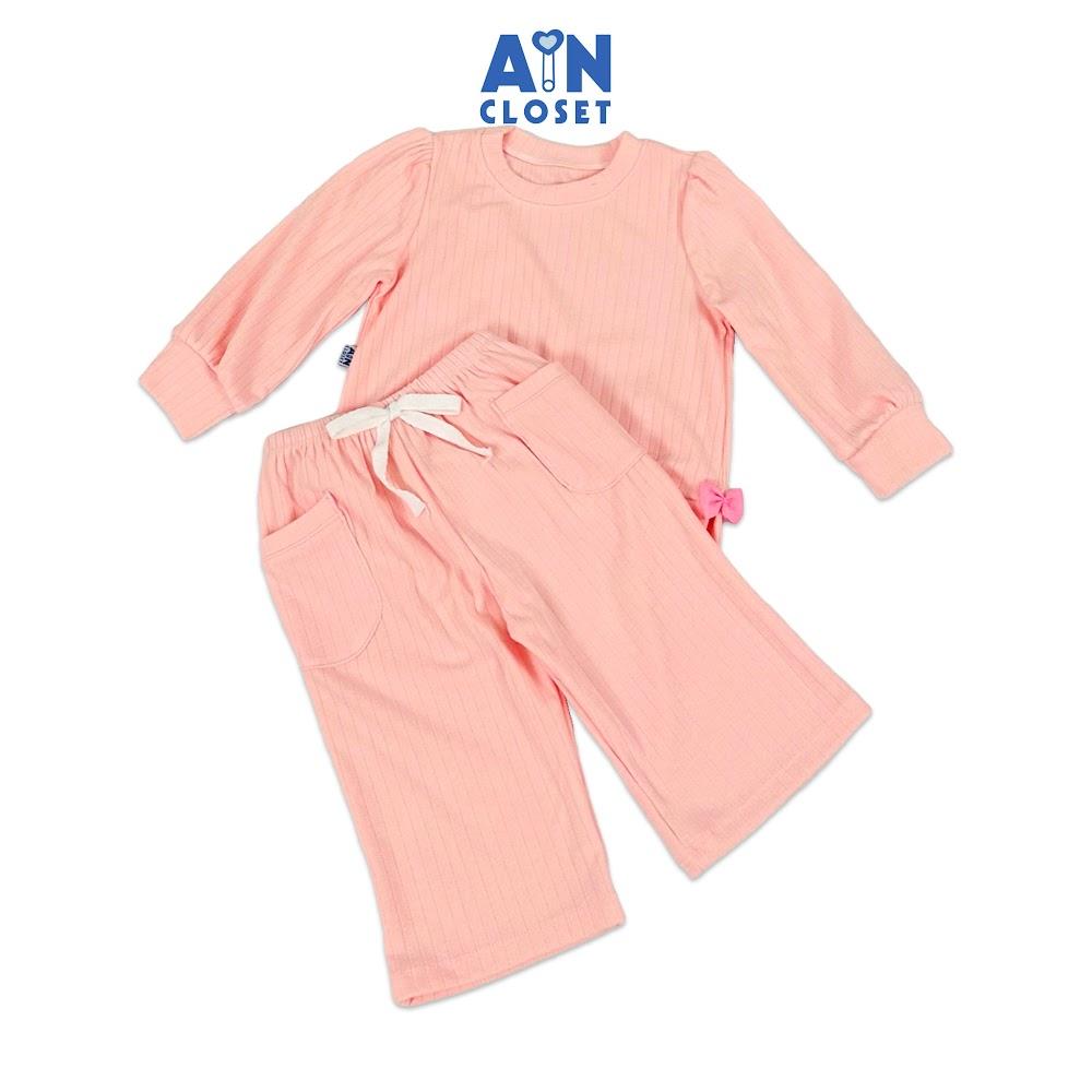 Bộ quần áo Dài bé gái Hồng Nhạt thun cotton - AICDBGS10XI0 - AIN Closet