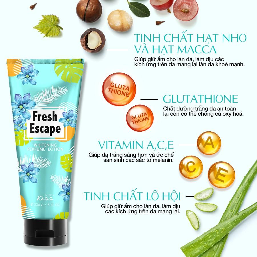 Bộ Đôi Malissa Kiss Body Lotion & Body Mist hương Fresh Escape