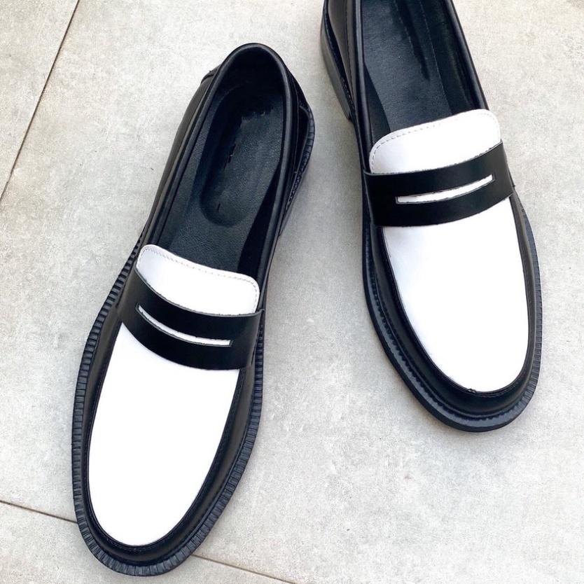 Giày Lười DECEMBER Penny Loafer Black White - LF02