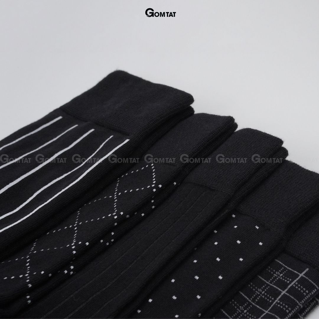 Combo 5 đôi tất vớ mang giày tây nam công sở cổ cao GOMTAT, chất liệu cotton cao cấp hút ẩm, thoáng khí - GOM-MIX11-CB5