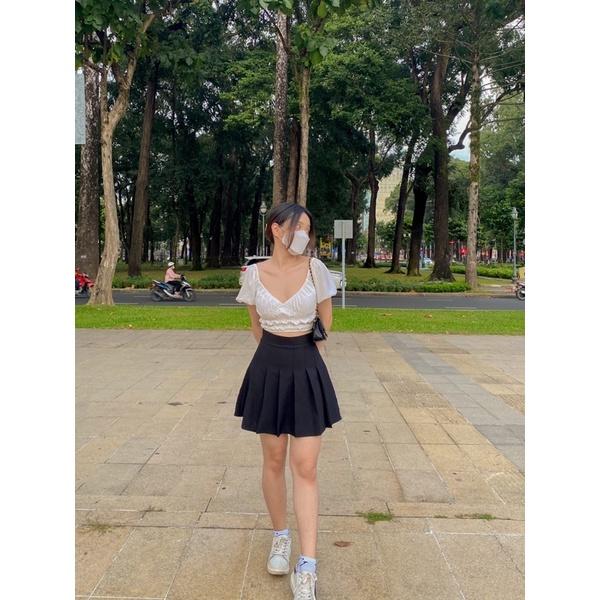 ( HÌNH THẬT) CHÂN VÁY XẾP LI CẠP CAO TÔN DÁNG- PLEATED SKIRT