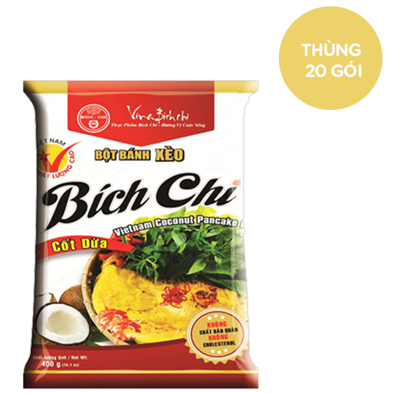 Thùng 20 Gói Bột Bánh Xèo Nước Cốt Dừa Bích Chi (400g/Gói)
