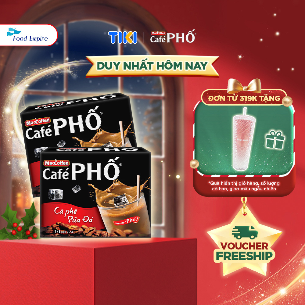 Combo 2 hộp Cà phê phố Sữa Đá - Maccoffee (hộp 10 gói x 24g)