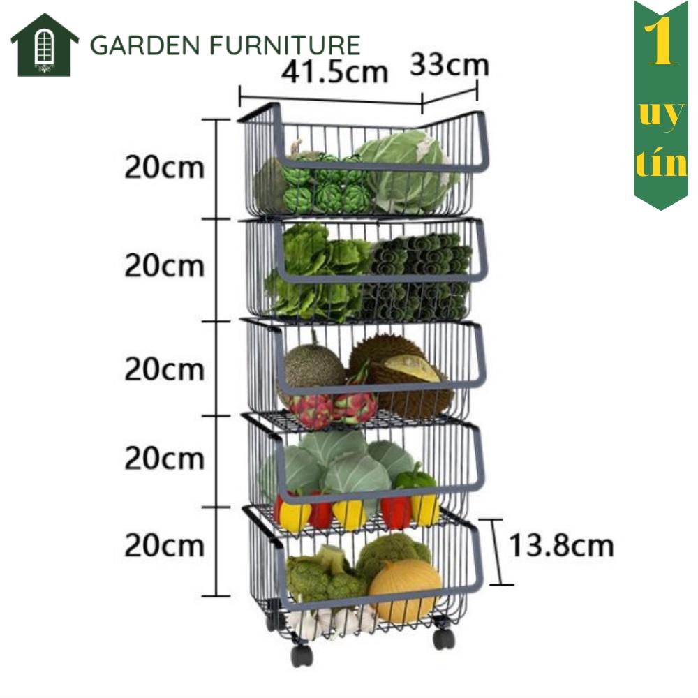 Kệ sắt đa năng nhiều tầng tháo rời có nắp đậy tiện dụng, giá kệ nhà bếp, phòng khách, có bánh xe di chuyển tiện lợi