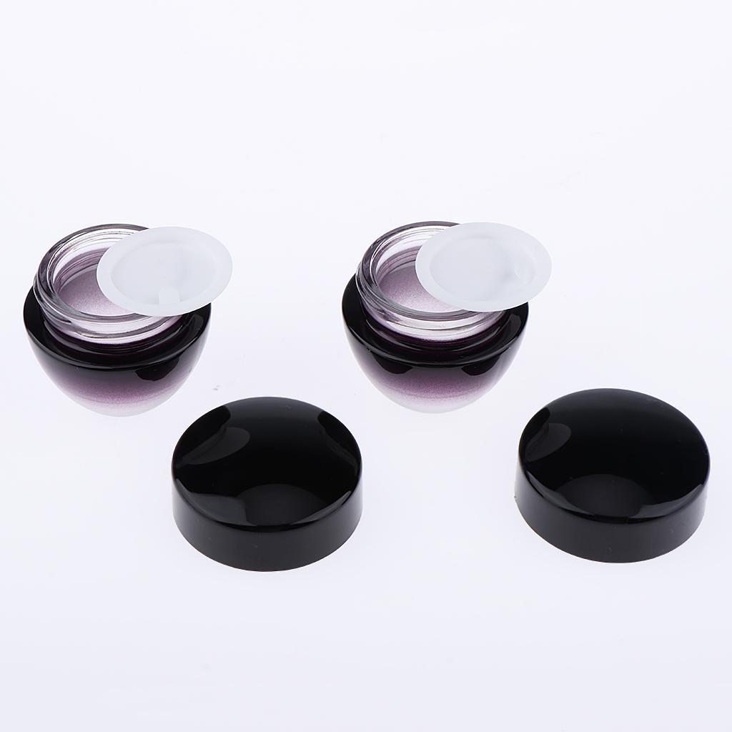 2x15g Violet Glass Refillable Cosmetic Jars Empty Face Cream Lip Balm Pot