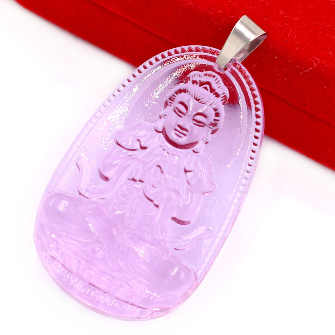 Mặt phật Như Lai Đại Nhật thủy tinh tím size nhỏ 3.6cm - phật bản mệnh tuổi Mùi, Thân
