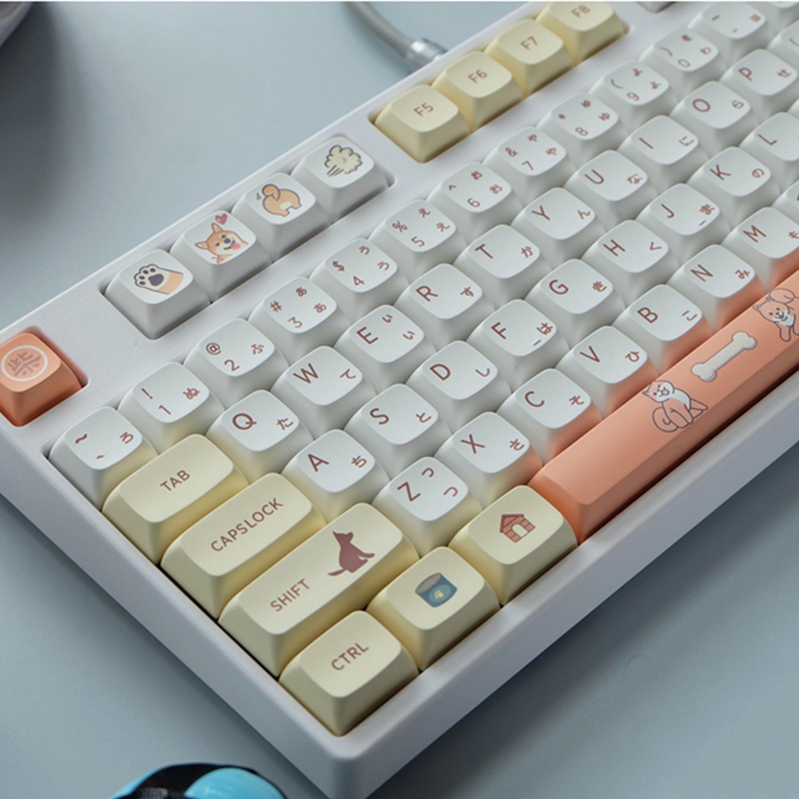 139Keys Xda Profile Keycaps Cute 2-Layer Plastic White PBT Dye Sub Keycaps for MX Gaming Mechanical Keyboard 61/68/84 Keys Layout, for Cherry