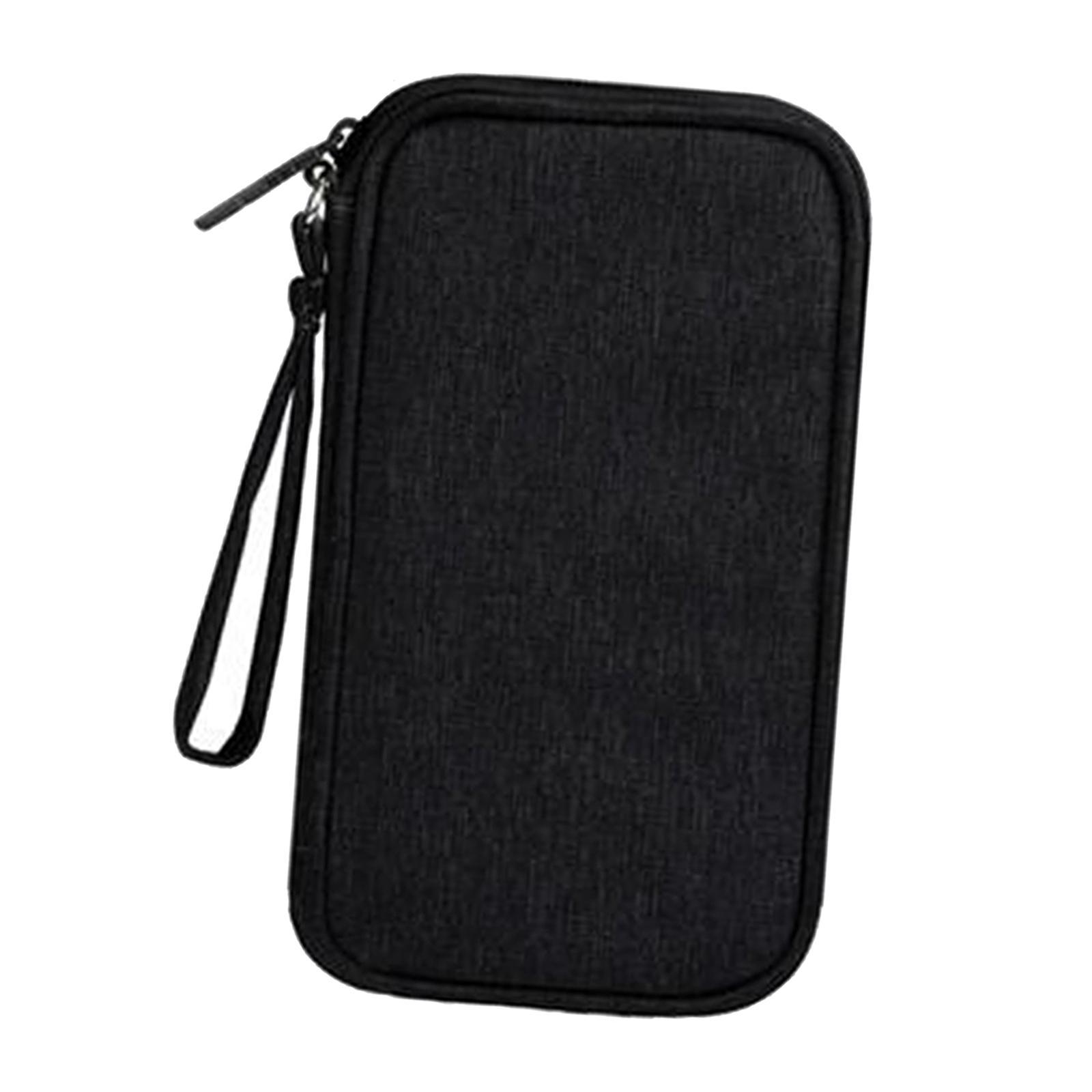 Portable Earphone USB Data Charger Cable Organizer Storage Bag Black