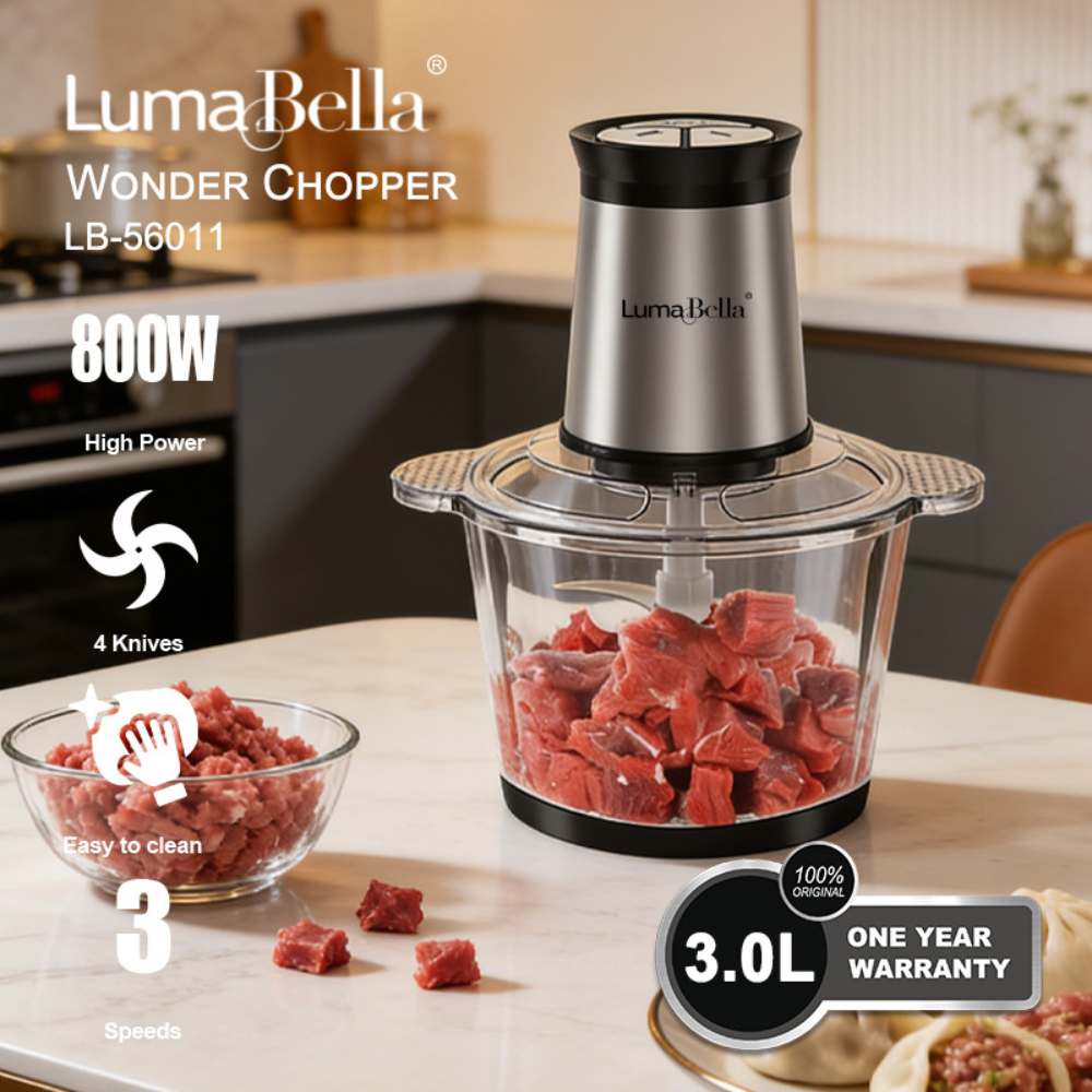 Máy xay thịt đa năng Lumabella LB-56011 công suất 800W, 4 lưỡi dao dễ dàng xay nhuyễn mọi thực phẩm - BẢO HÀNH 12 THÁNG - DELIYA - HÀNG CHÍNH HÃNG