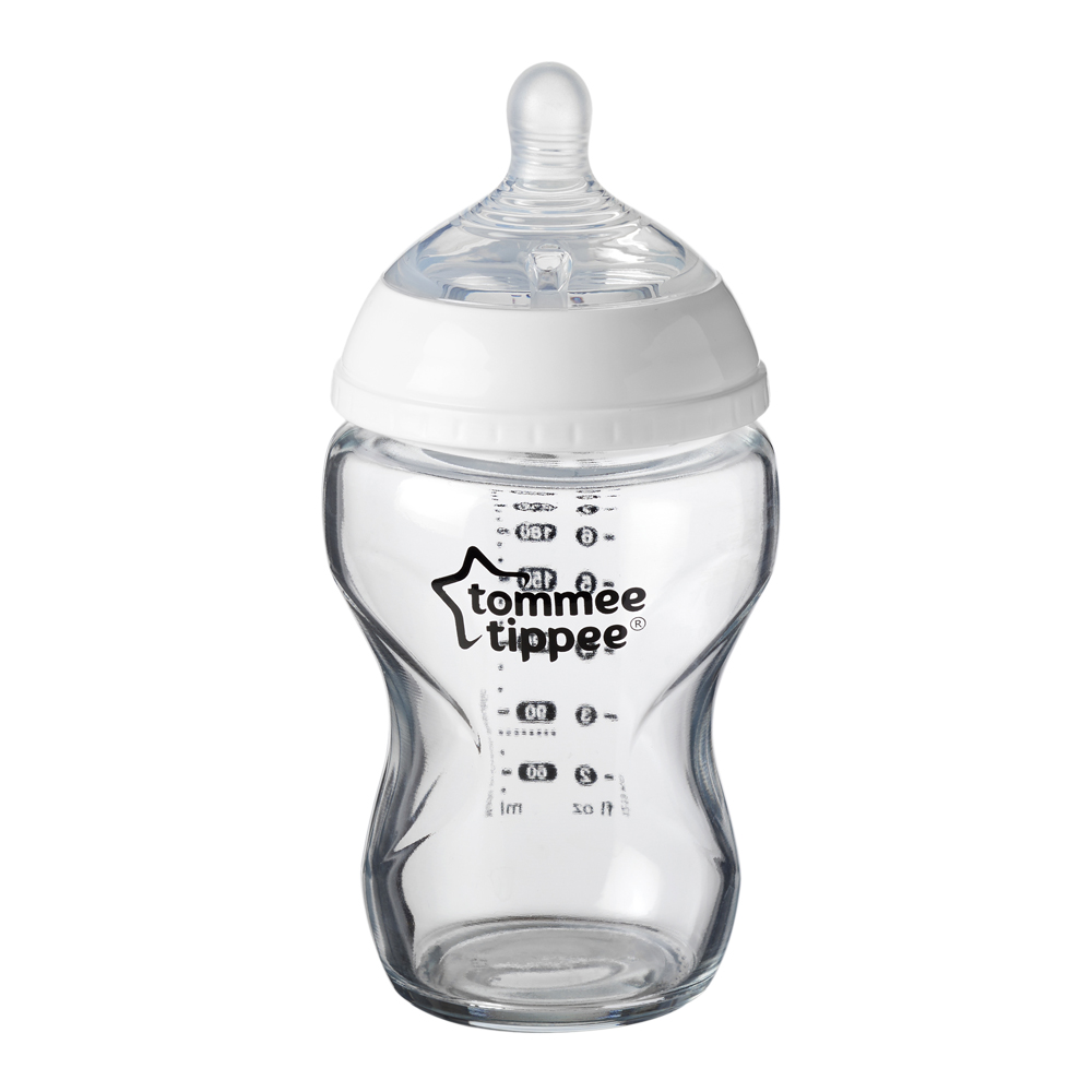 Bình Sữa Thủy Tinh Ty Siêu Mềm Tự Nhiên Tommee Tippee Closer To Nature 250ml, Núm Ty Của Bình 3-6 tháng