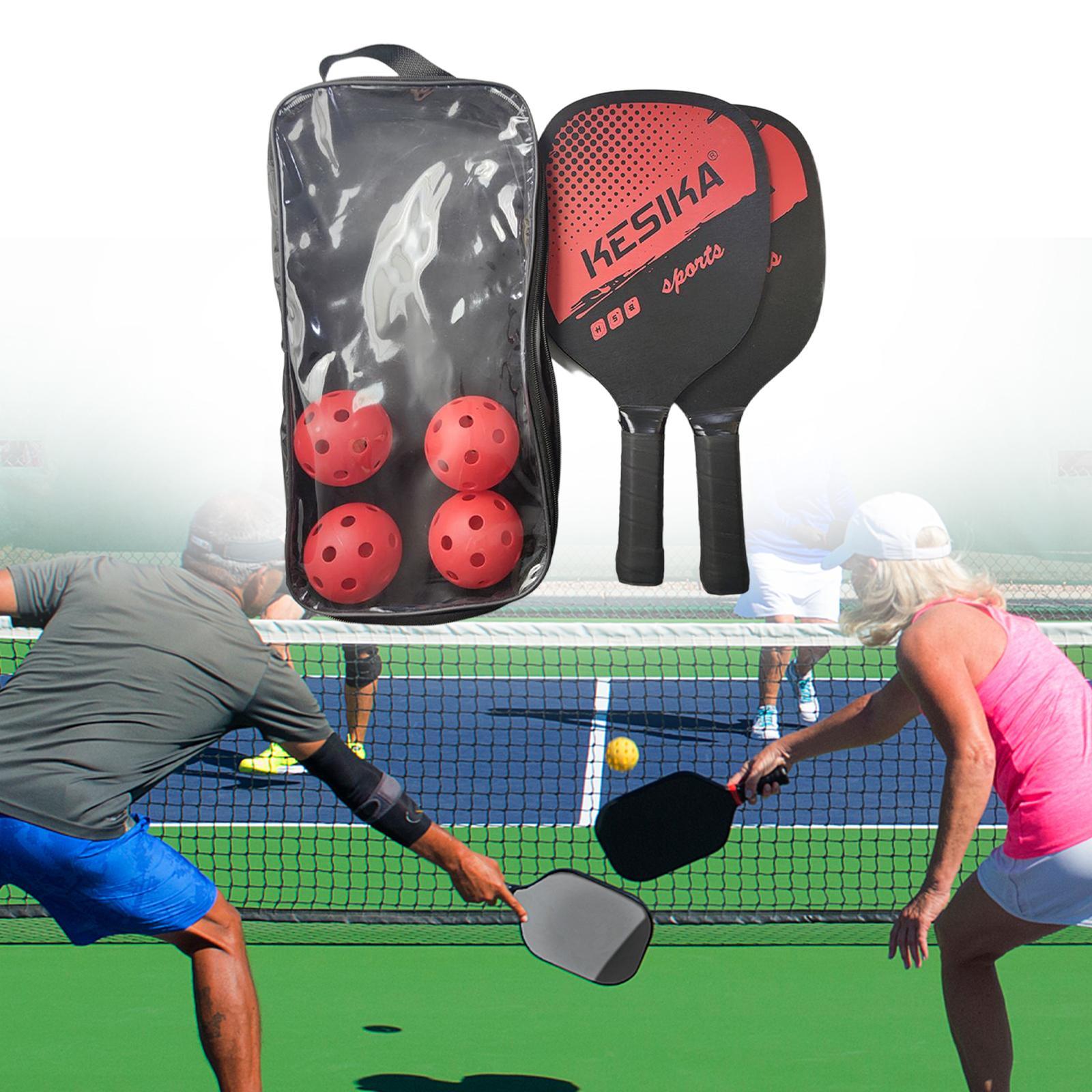 Pickleball Paddles Set Rackets Carry Bag Wood 4 Balls for Indoor Women Adults Equipment