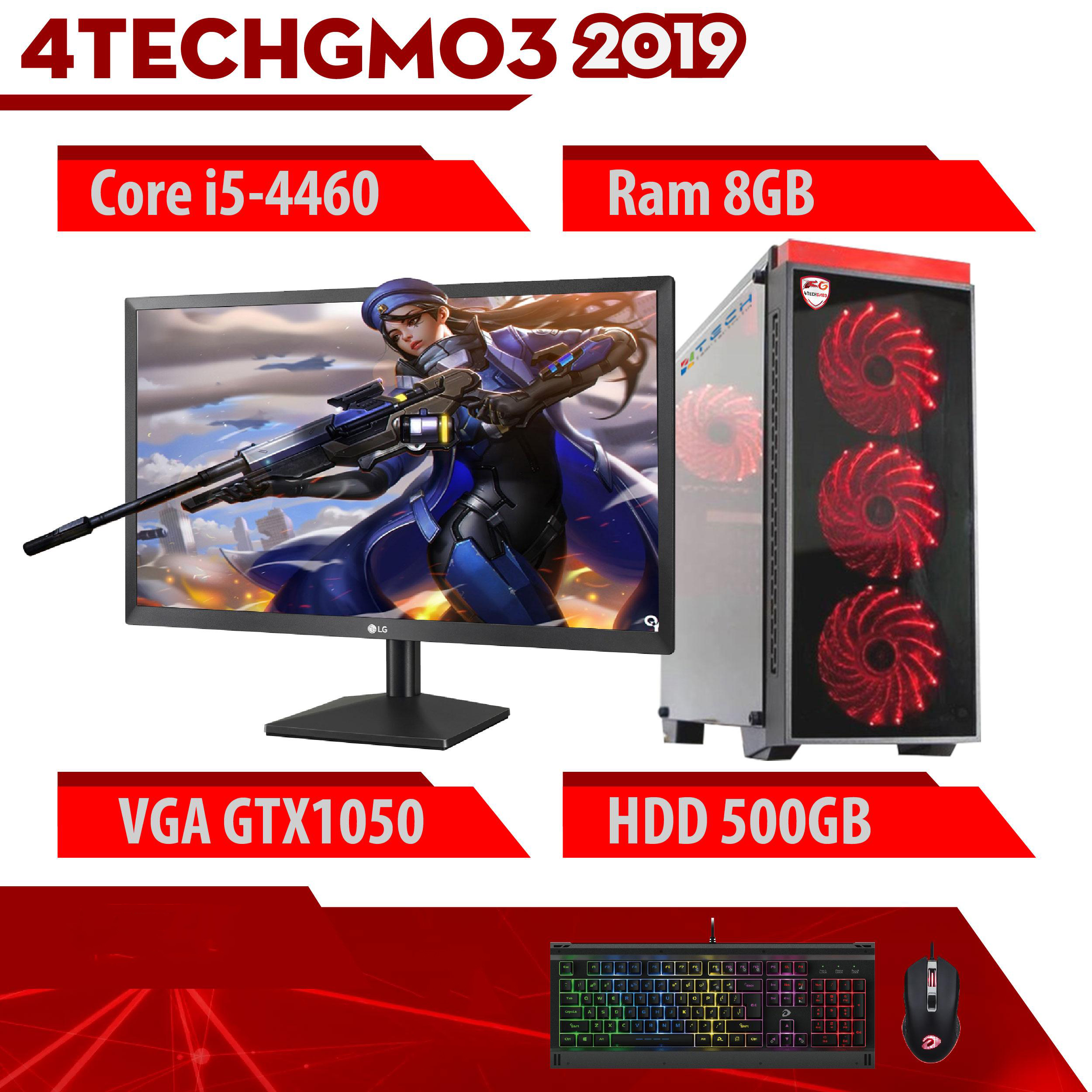 Bộ máy tính để bàn chơi Game VIP đời cao cấu hình khủng giá tốt 4TechGM03 2019 Core i5, Ram 8GB, SSD + HDD, Vga 1050, PC Gaming kèm màn hình 22inch. - Hàng Chính Hãng.