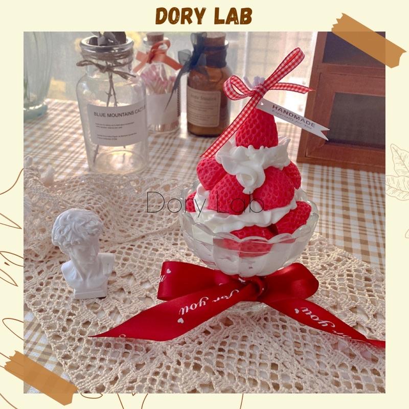 Nến Thơm Ly Kem Dâu Tây Độc Đáo Handmade, Quà Tặng Ý Nghĩa - Dory Lab