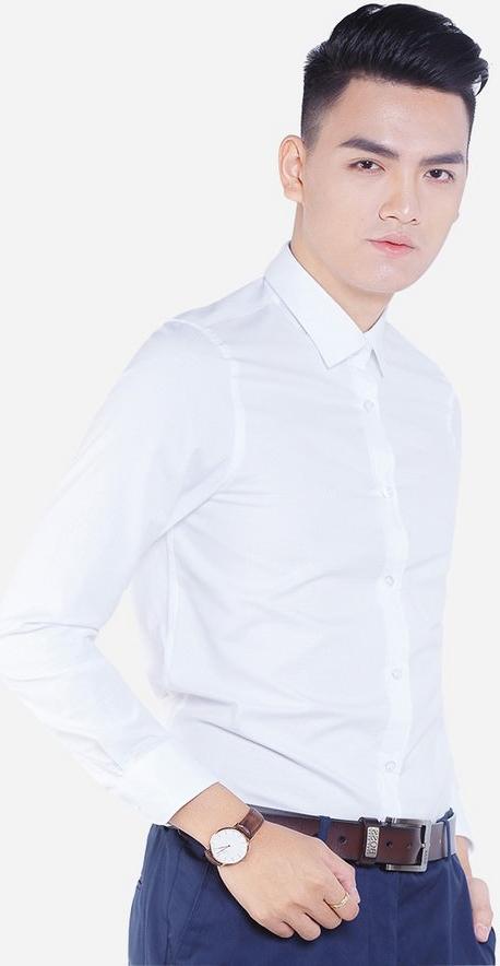 Áo sơ mi nam dài tay ALIGRO 100% chất cotton mềm mịn, thoáng mát, cổ bẻ dáng ôm body màu trắng ALGS149