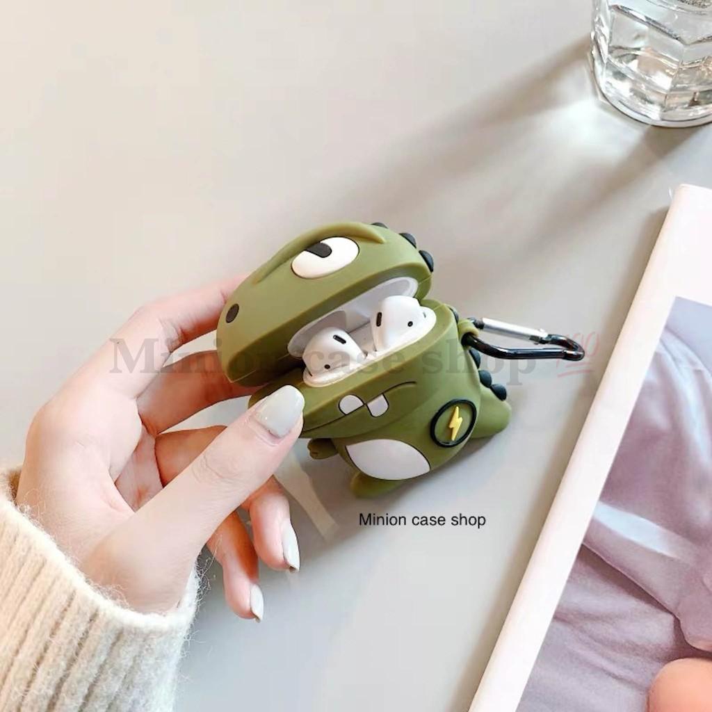 Bao Case Ốp dành cho airpod 1 và 2, airpod pro, tai nghe bluetooth i11,i12, i100, i9s... silicon 3D khủng long xanh