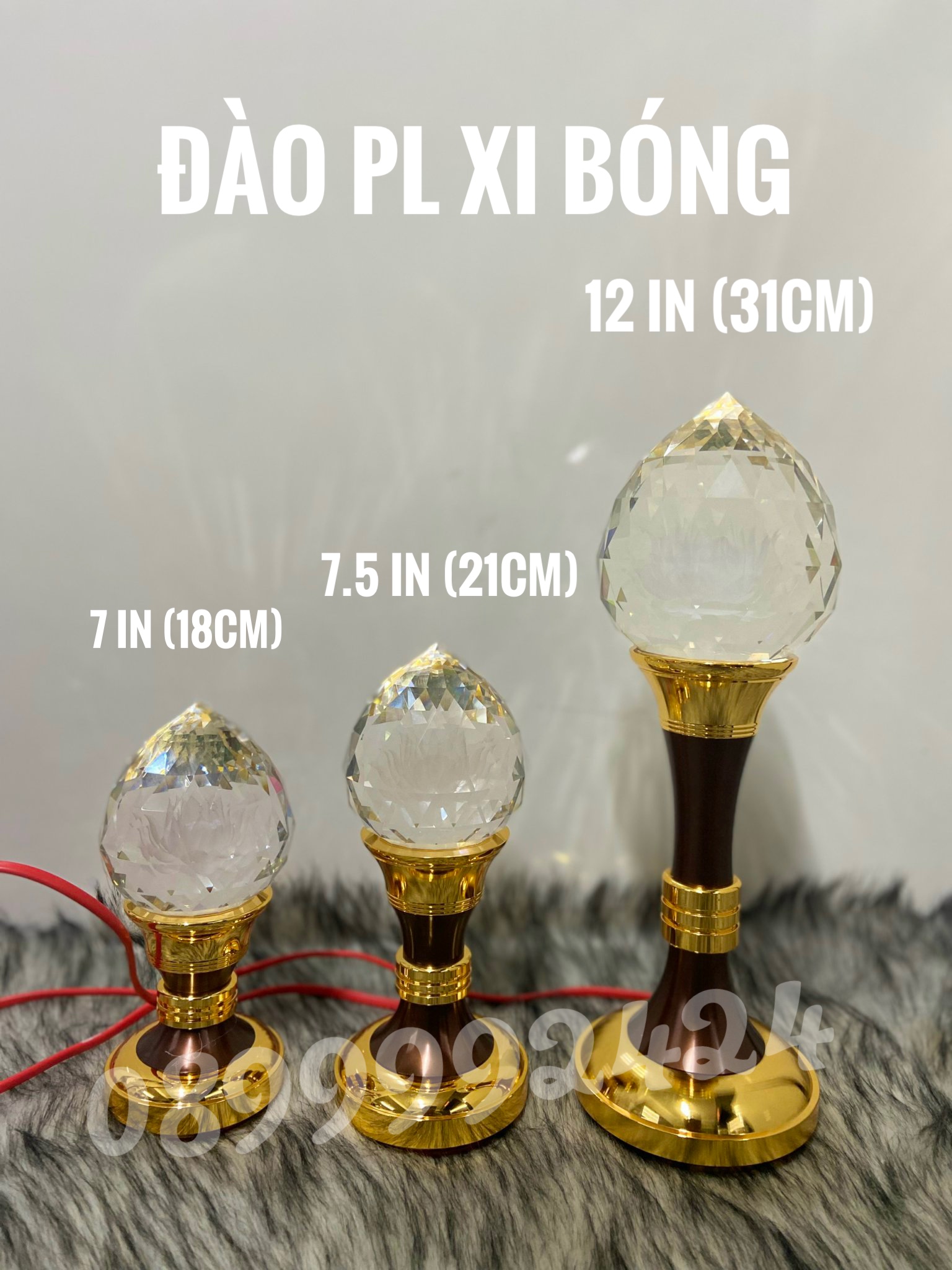 ĐÈN THỜ PHA LÊ CAO CẤP ĐÀO 12 IN XI BÓNG 1 CẶP