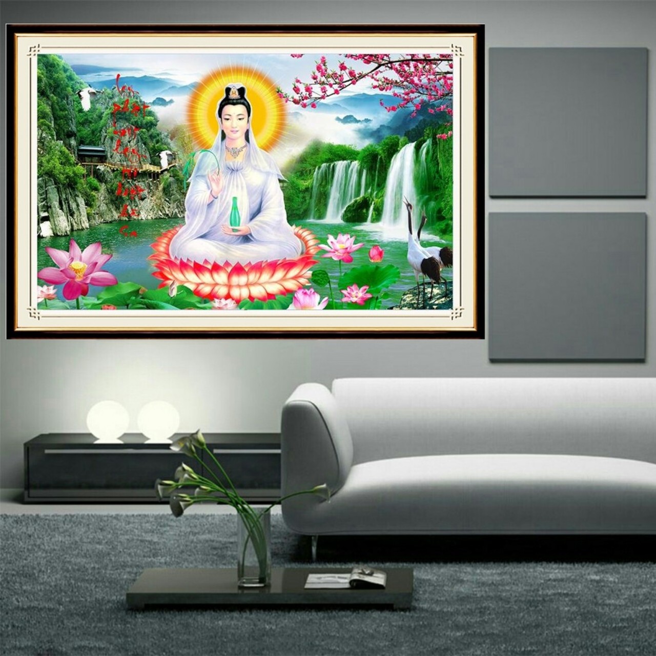 Tranh đính đá Quan Âm - chưa đính