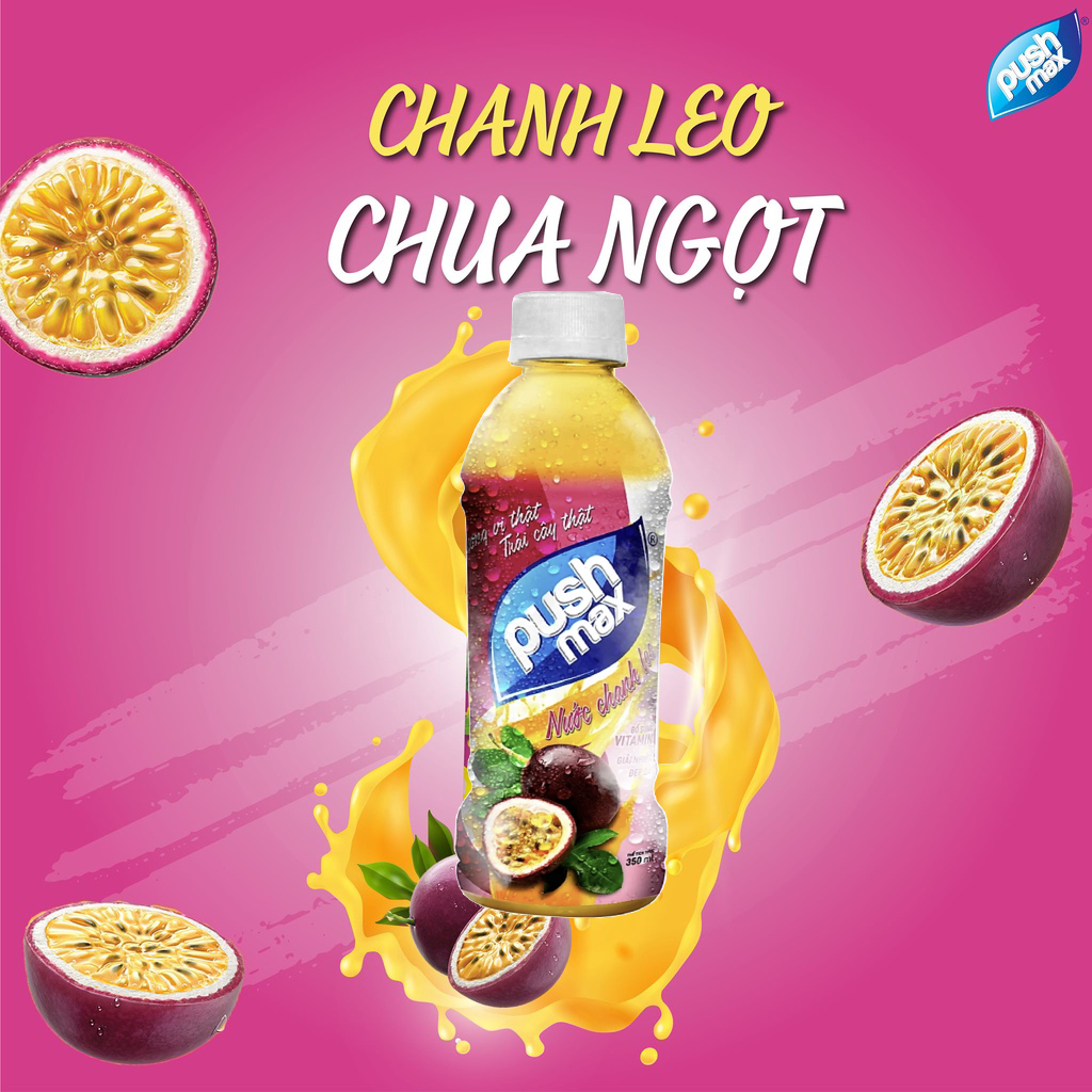 Lốc 6 Chai Nước Trái Cây Pushmax Chanh Leo (350ml x 6 Chai)