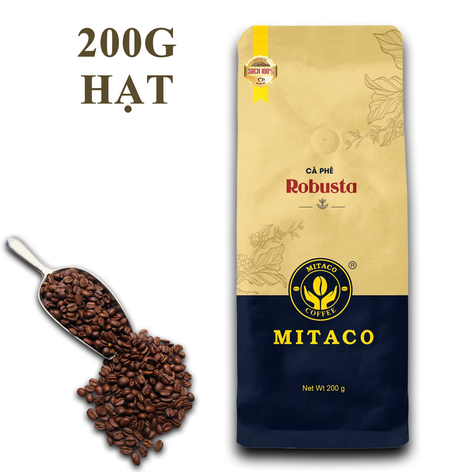 Cà Phê Robusta Nguyên Chất MITACO COFFEE (Gói 200g)