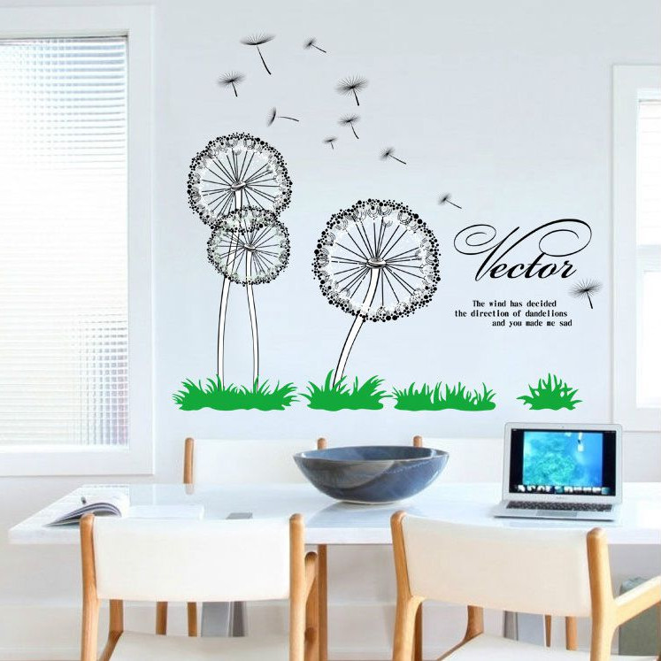 Decal dán tường Hoa bồ công anh đen 3