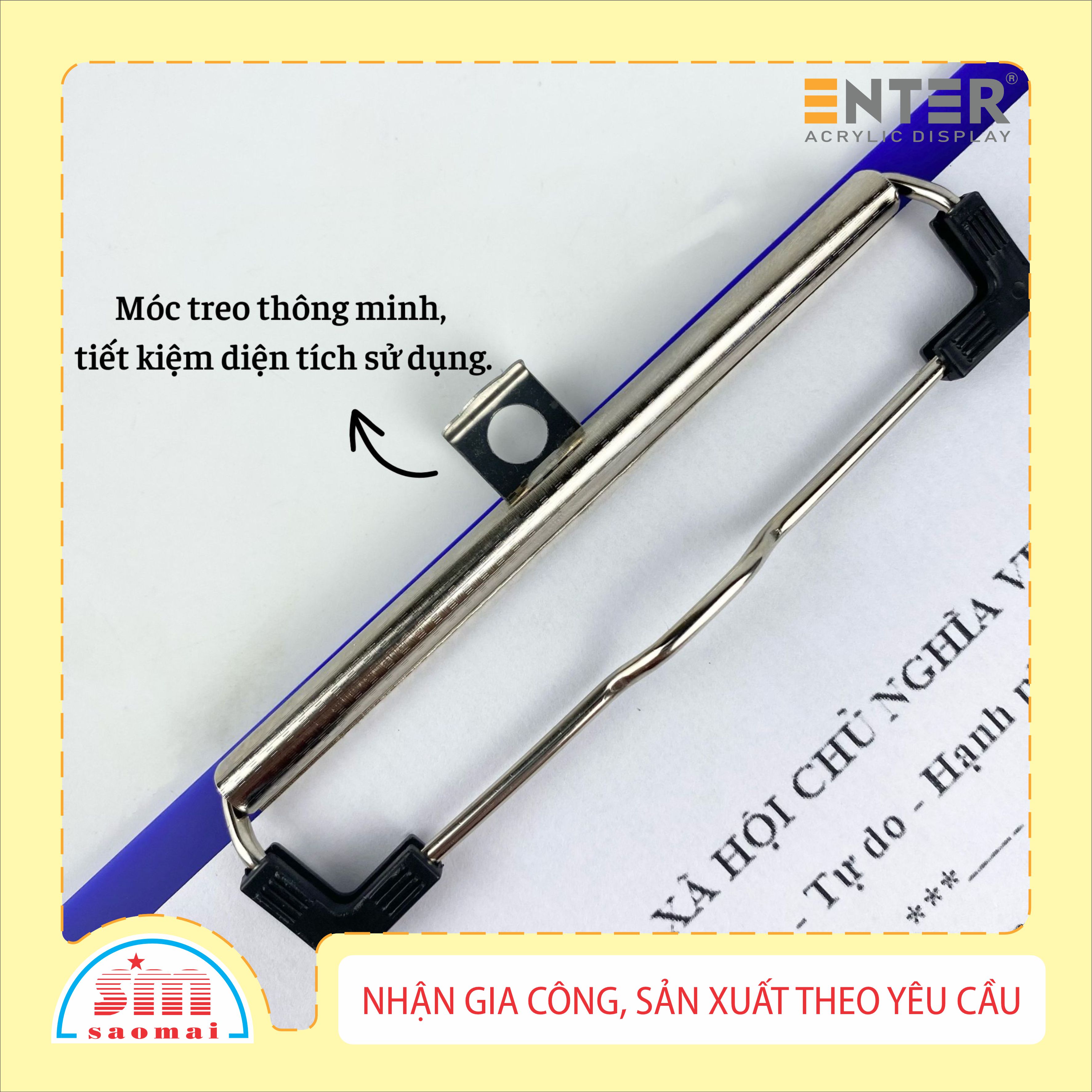 Bìa trình ký mica Enter G02 31.5x21.5cm có kẹp giấy A4 đứng