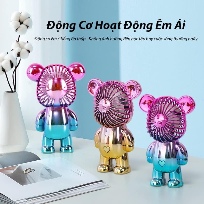 Quạt Mini Tích Điện Cầm Tay Hình Gấu BearBrick Nhiều Màu Sắc Hoạt Động Êm Ái Thiết Kế Nhỏ Gọn Với 3 Tốc Độ Gió