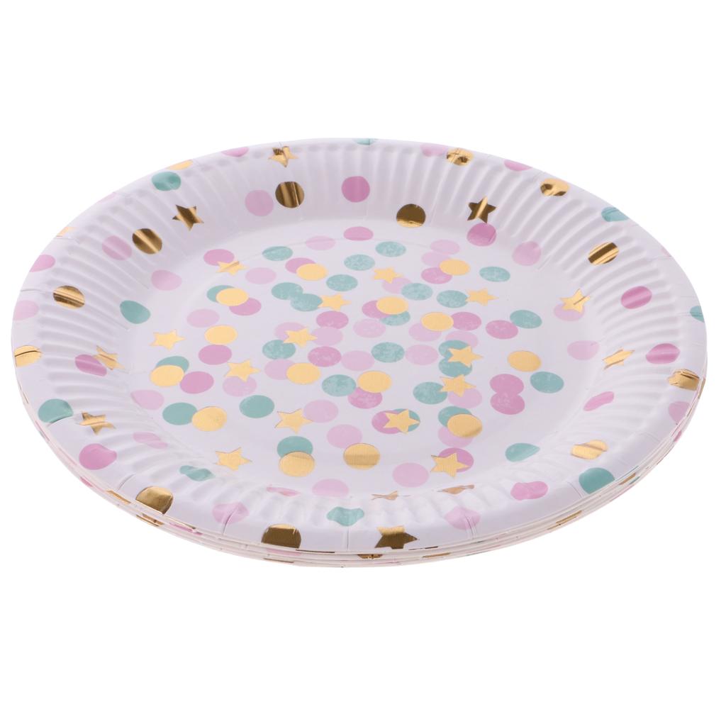 2x10x Dots Paper Party Set Plates Cups Birthday Wedding Bouquet Tableware 7" 4
