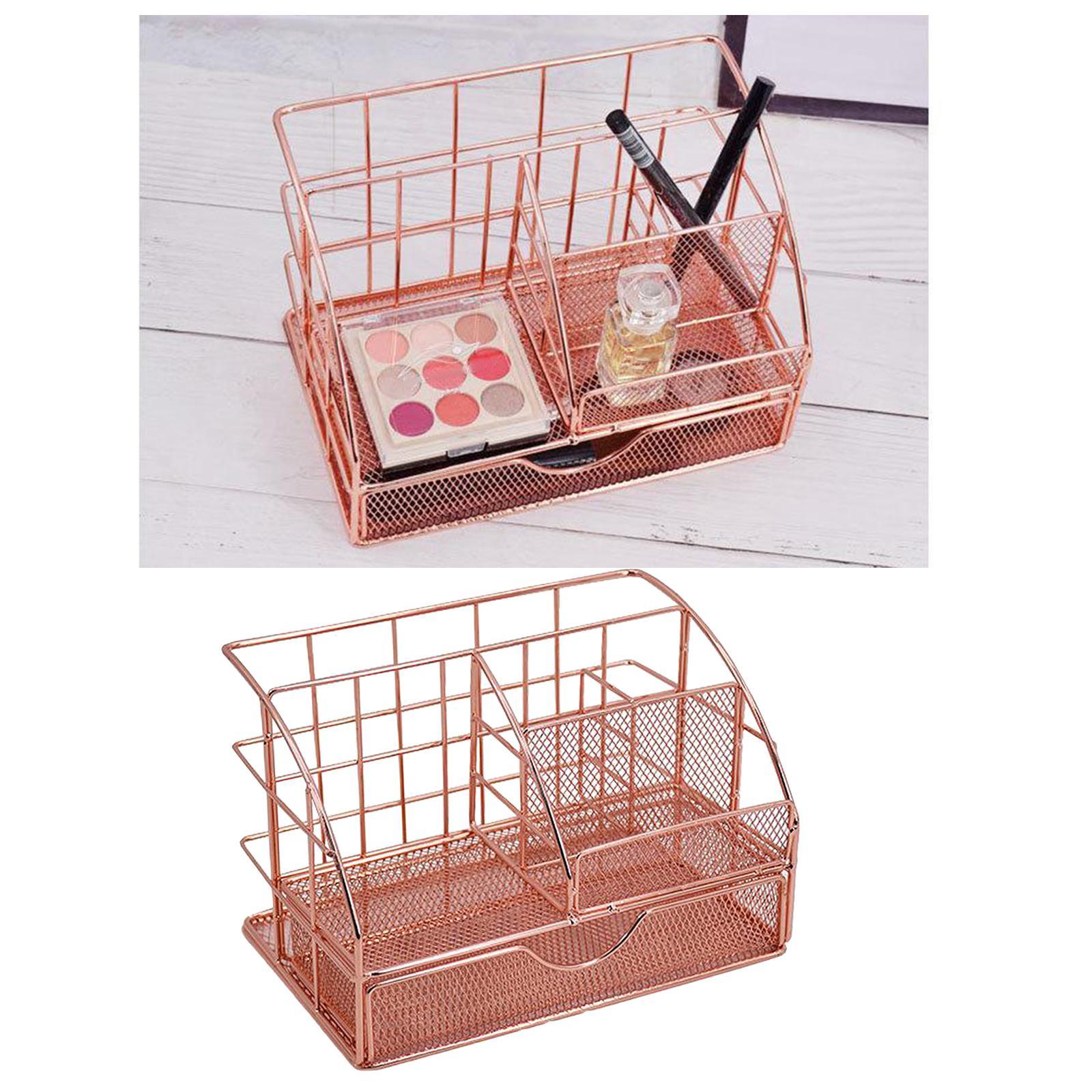Makeup Brush Holder Organizer Mesh 5 Slot Iron Cosmetic Brushes Pen Storage Case