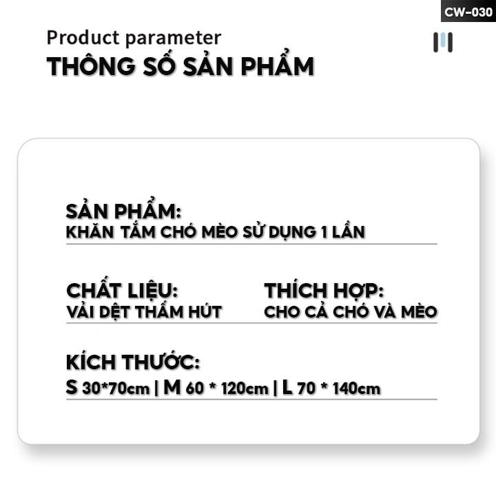 Khăn Tắm Chó Mèo Sử Dụng 1 Lần Khăn Vải Không Dệt Du Lịch Thấm Nước Tốt Kích Cỡ To CW-030