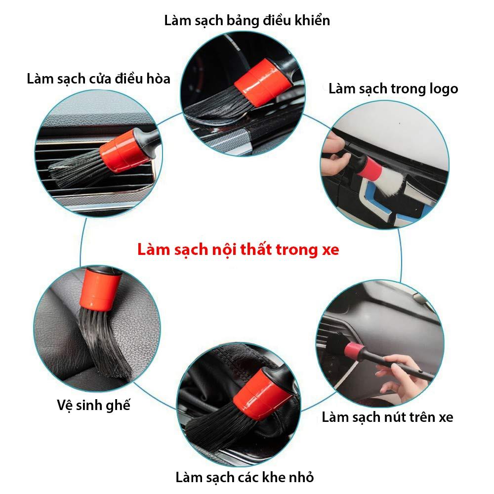 Bộ 5 cọ tròn rửa xe , chổi vệ sinh nội thất ô tô đa năng 5 kích thước Cửa hàng nội ngoại thất ô tô Trendy Car