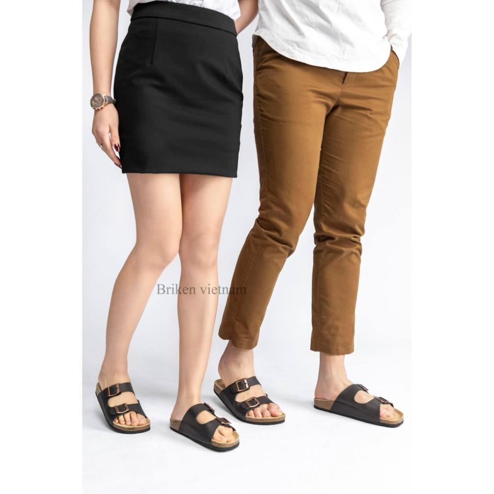 Dép birken quai ngang Bioline dép đế trấu thời trang unisex da bò thật mã B01 - Bioline Official