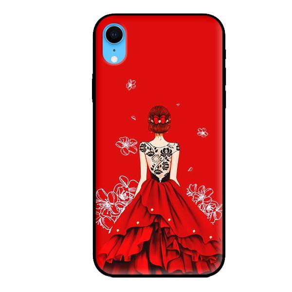 Ốp lưng cho iPhone XR  Cô gái đầm đỏ - Hàng chính hãng