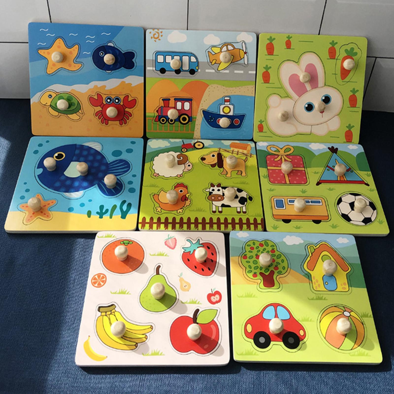 Cartoon Jigsaw Puzzles Shape Sorter Toy Educational Toy Peg Puzzle Board for party Favors