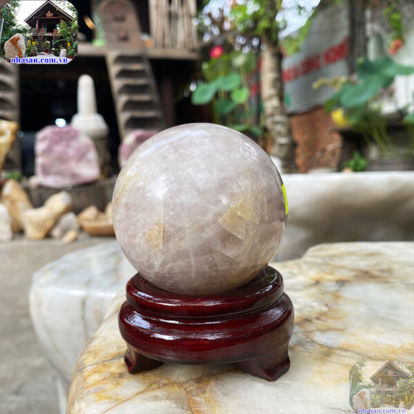 Quả cầu thạch anh hồng giúp tăng cường tinh thần và trí tuệ-7.6cm-680gr-QC1089