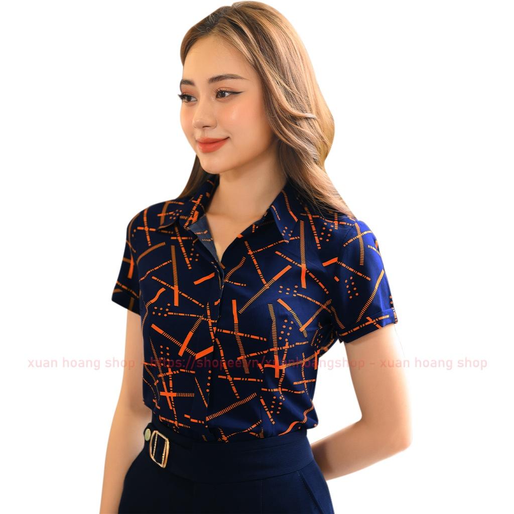 Áo Sơ Mi Nữ Đẹp Tay Ngắn Cộc Mc Fashion, Họa Tiết Kẻ Sọc, Trắng, Xanh Than, Hồng, Đỏ Vàng A692