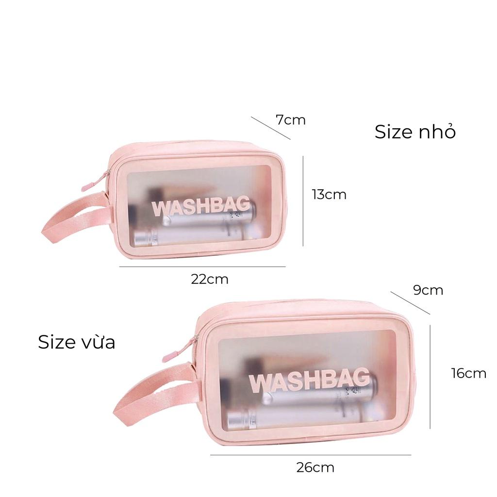 Túi hộp đựng mỹ phẩm, đồ trang điểm du lịch cá nhân washbag B112 trong suốt có khóa kéo, chống thấm nước tiện dụng.