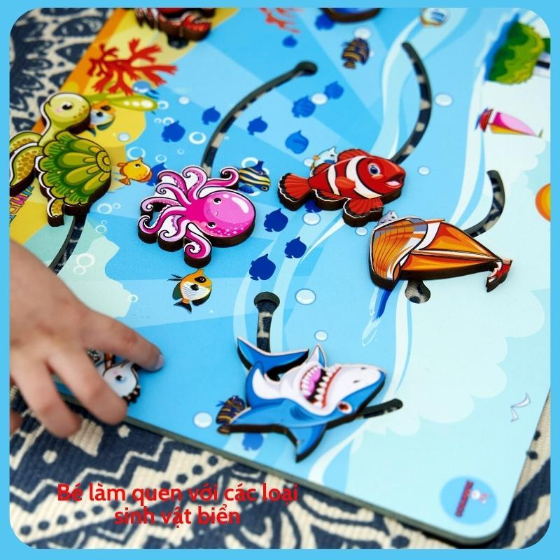 Bảng Bận Rộn Busy board Đại dương Đồ chơi giáo dục xếp hình thông minh phát triển kĩ năng cho bé BUNNYBOO