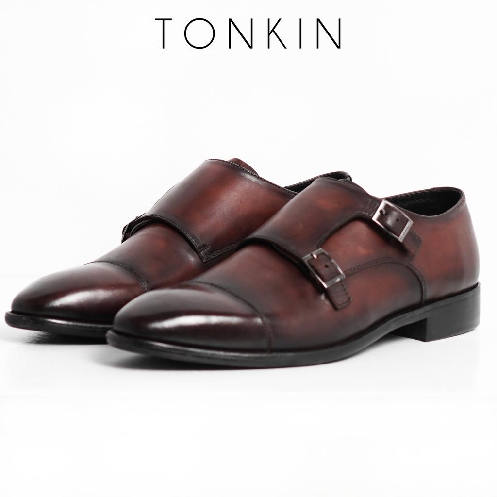 Giày tây công sở nam màu nâu Rasho Monk Strap, giày văn phòng da thật TONKIN