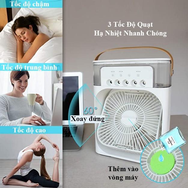 Quạt phun sương để bàn cỡ lớn có hẹn giờ, đèn led 7 màu - Quạt hơi nước để bàn 3 chế độ phun sương làm mát