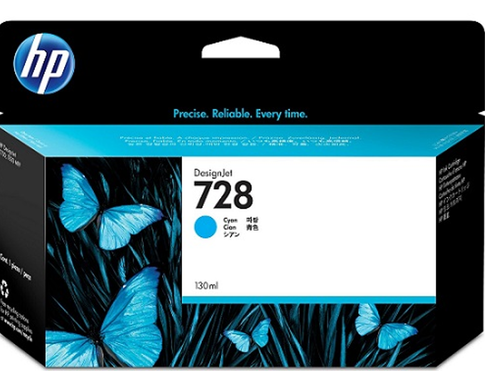 Mực in HP 728 130ml Cyan Ink Cartridge (F9J67A) - Hàng chính hãng