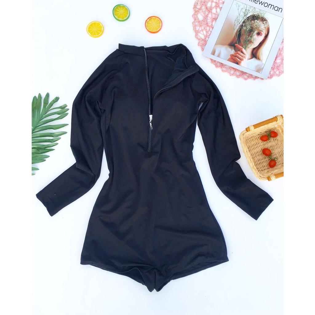 Bikini # Đồ bơi # Đồ đi biển tay dài đen khóa kéo LT-107
