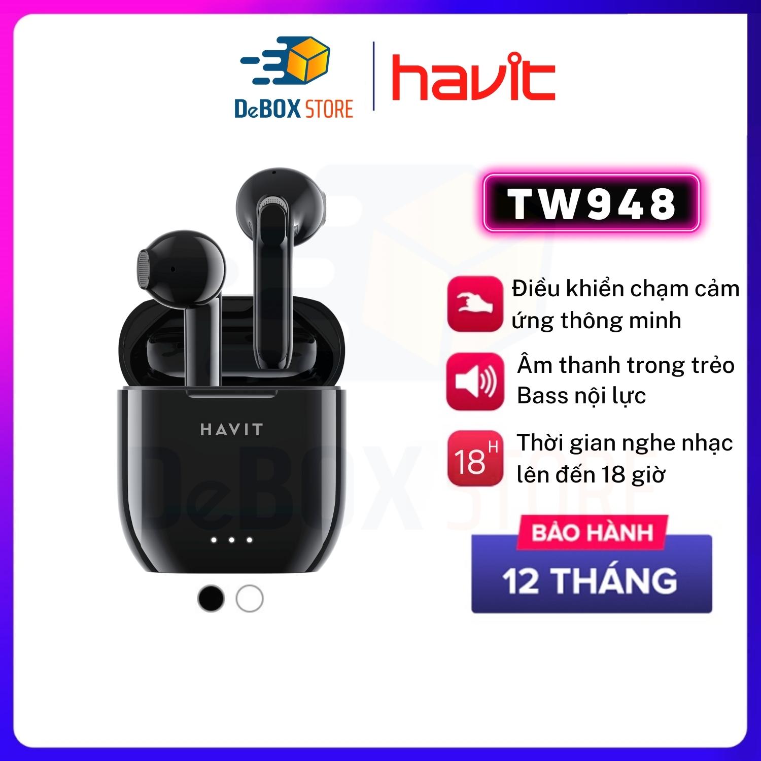 Tai Nghe Bluetooth Không Dây TWS HAVIT TW948, Sạc Siêu Nhanh, Thiết kế Mini-Buds, Cảm ứng - Hàng Chính Hãng