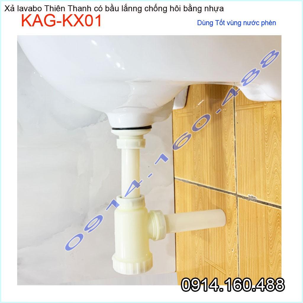 Bộ xả lavabo Thiên Thanh KAG-KX01,xả chậu rửa mặt chặn tóc có bầu lắng chống cặn thoát nhanh xả tốt