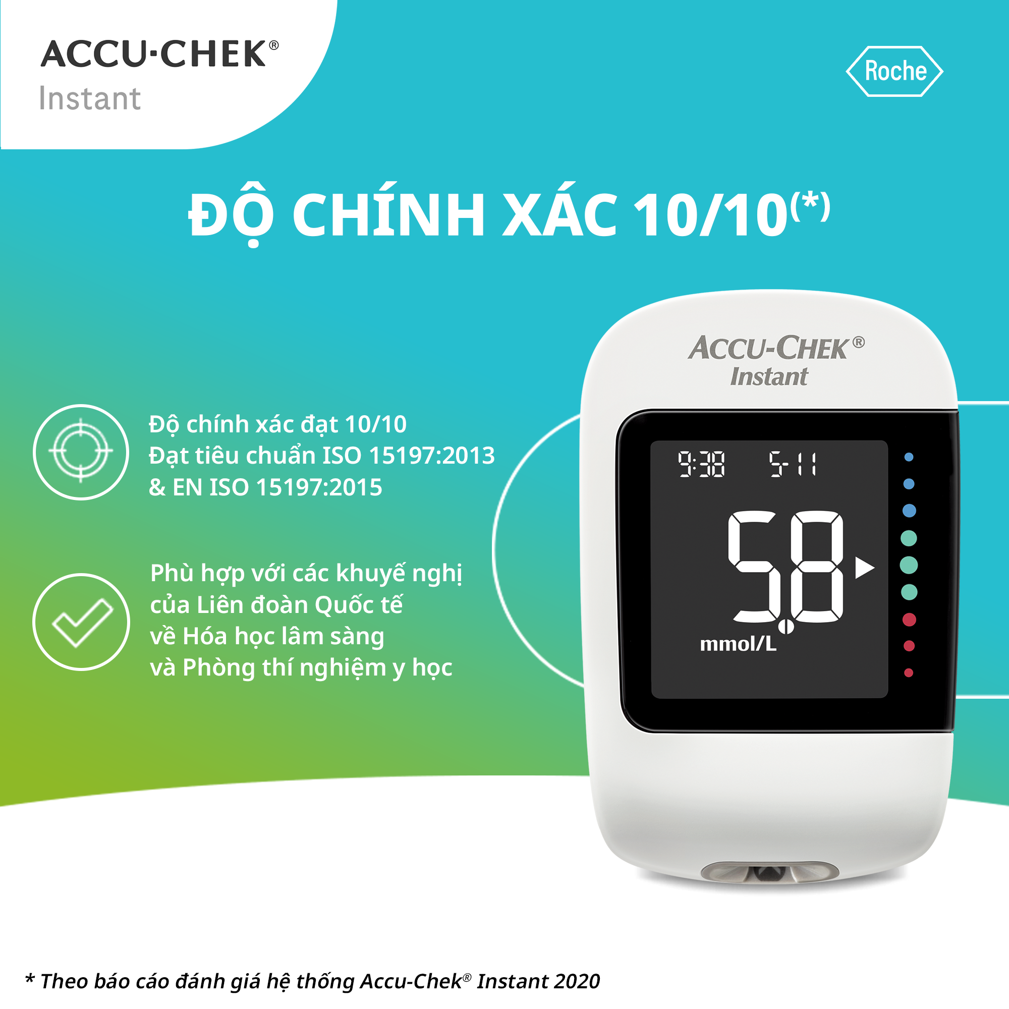 Máy Đo Đường Huyết ACCU-CHEK Instant Đo Được 4 Loại Mẫu Máu, Có Kết Nối Bluetooth - Chưa Có Que Thử