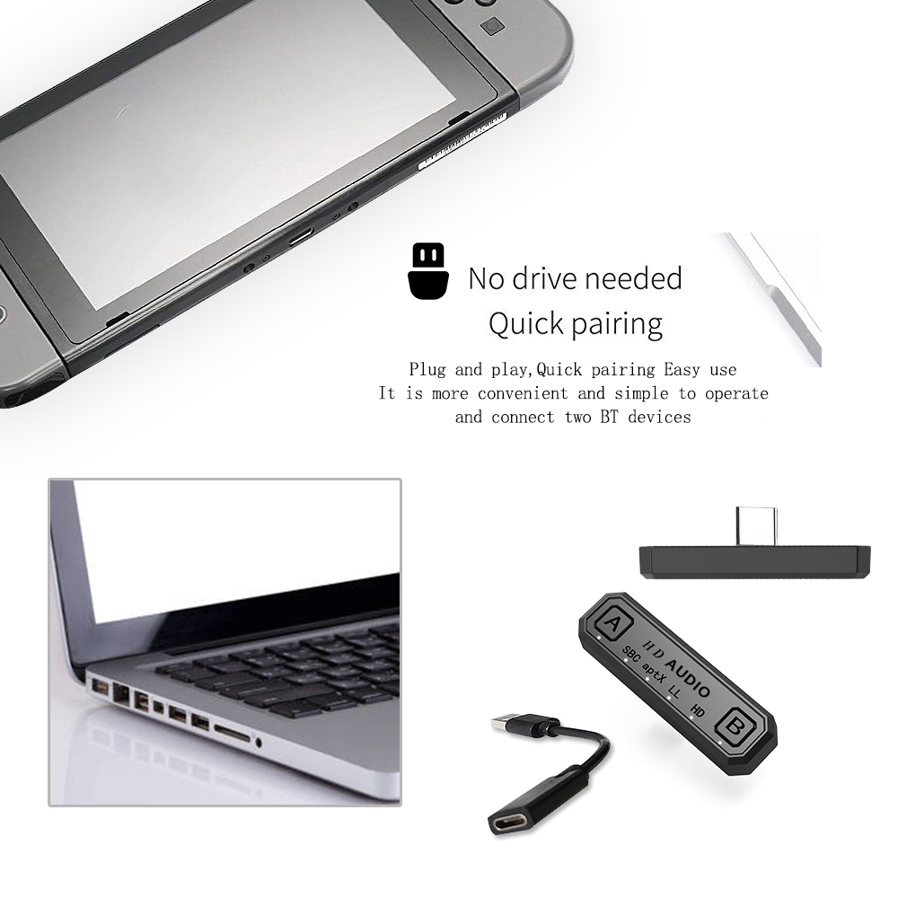Bộ chuyển đổi âm thanh BT Bộ phát USB TYPE-C Tương thích với PS4 PC NES Lite Hỗ trợ trò chơi di động dòng kép Âm thanh BT Audio