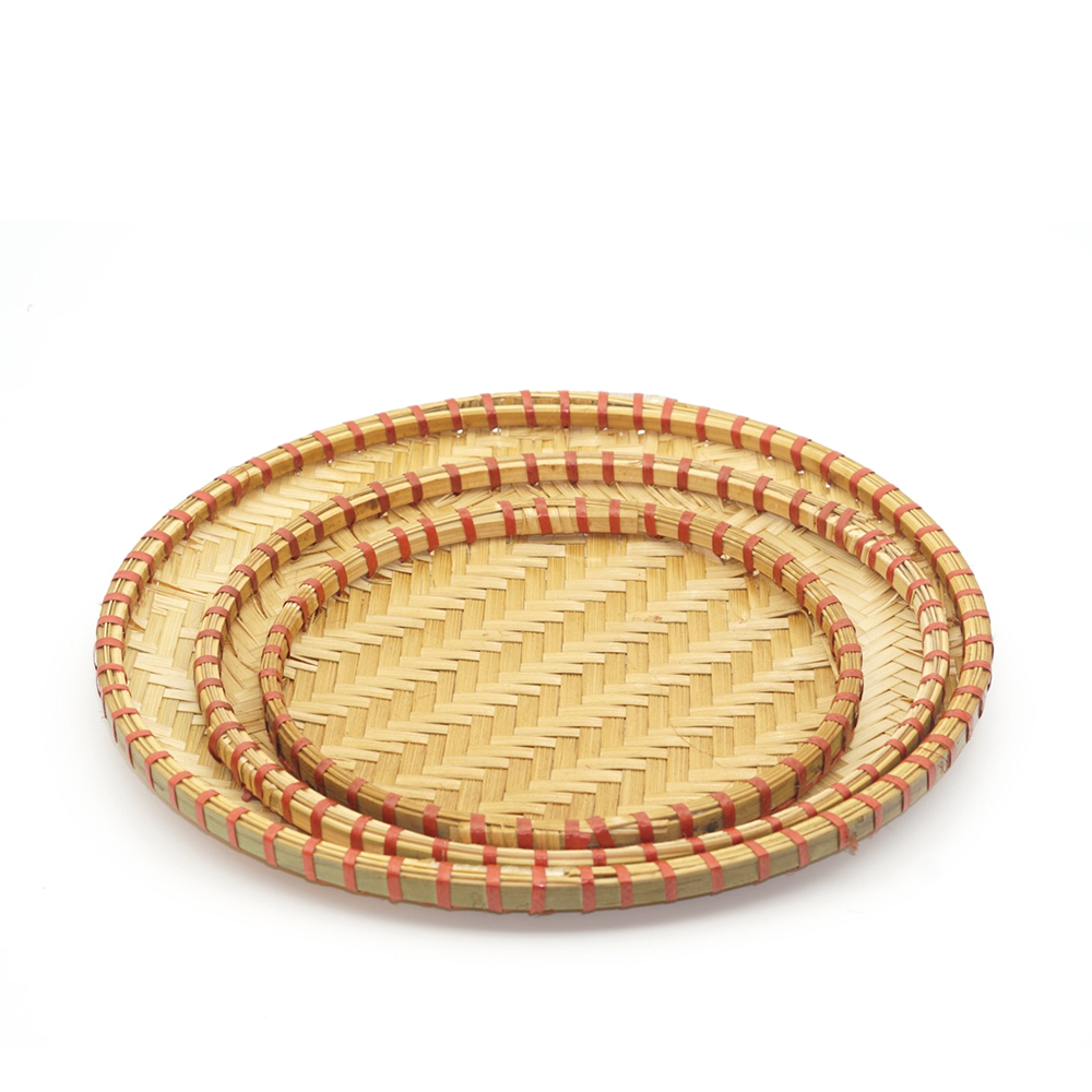 Mẹt tre viền đỏ, đựng món ăn Việt, đan thủ công (D:15,18,20,25,30,35,40,45,50,60cm)
